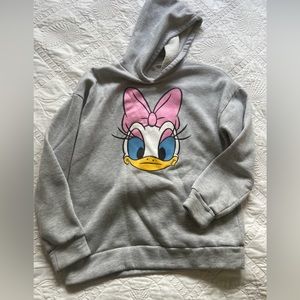 Daisy Duck Pullover Long Comfy Hoodie Grey Color Size Small